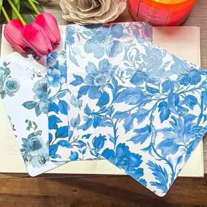 5 Pack – Blue Floral Kindle Inserts | Glossy or Glitter Holo Laminate Tablet Cover Aesthetic