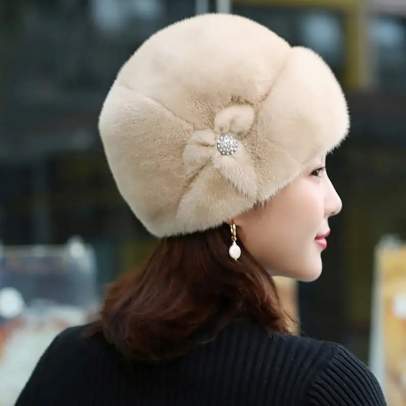 Women's Fluffy Faux Fur Beret - 1pc Plain Winter Russian Beanie Fitted, Luxury Stylish Warm Outdoor Skiing Fashion Hat Accessory, Stylish Hat, Fur Hats