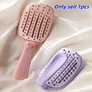 Portable Women's Comb with Cleaning Pad, Foldable Bone Brush, Suitable for All Hair Types, Travel/business/office Use