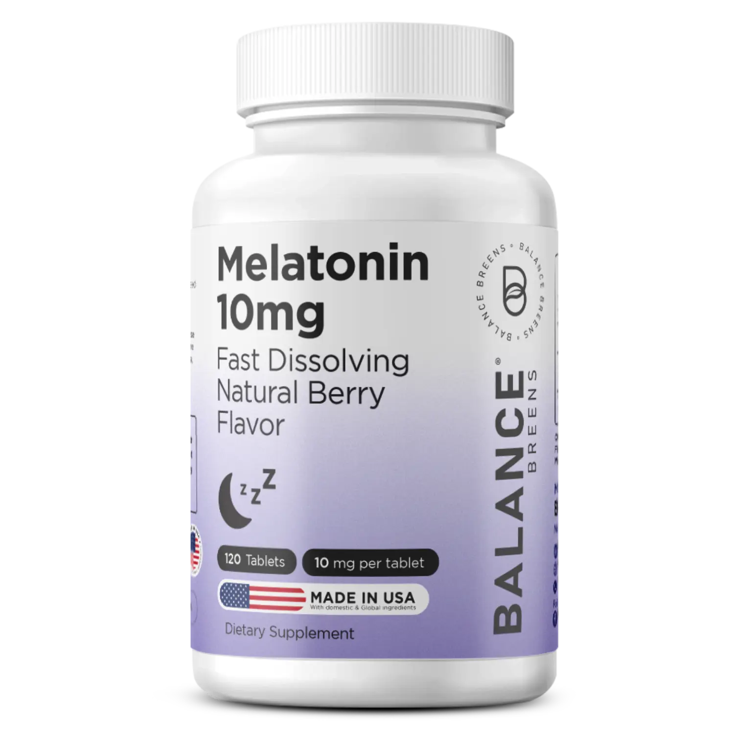 Balance Breens Melatonin 10mg - 100% Drug Free, 120 Fast Dissolve Tablets, Natural Sleep Aid, GMO-Free, Suitable for Adults - Dietary, Healthcare