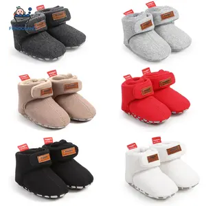 Baby Cute Thickened Plush Boots Flat Shoes Infant Girls Boys Non-Slip Soft Sole First Walker Winter Warm Crib Shoes