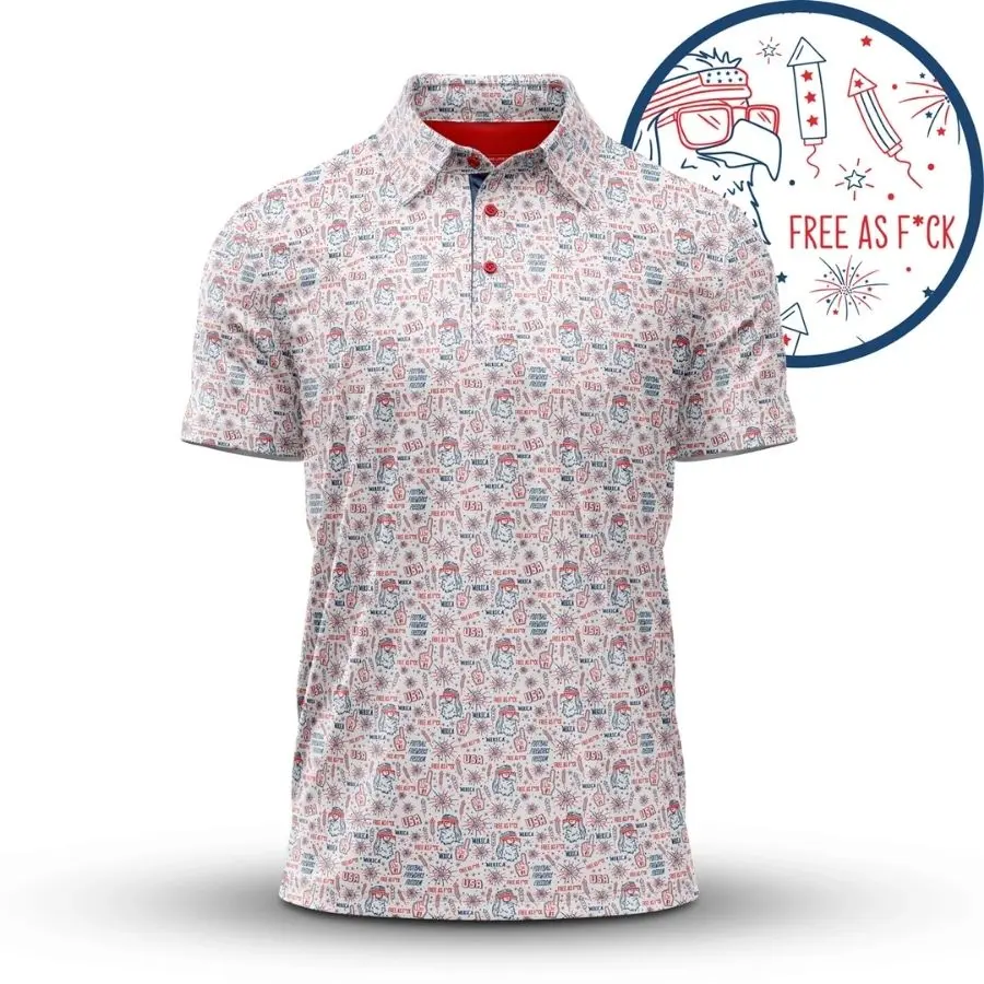 New Men's Merica Bogey Bros Golf Polo Shirt Moisture Wicking Short Sleeve Athletic Collared Casual Polo for Work Outdoor