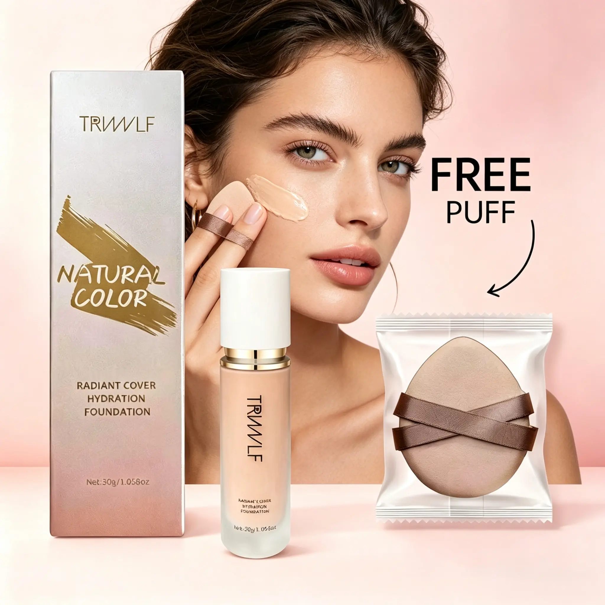TRVWLF Foundation All in 1-Light Spectrum,Liquid Foundation for Flawless,Natural Looking Finish Makeup Clear Lightweight