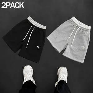 2 Pack Double Waistband Shorts Men Loose Fit Layered Waist Drawstring Sweat Shorts Above Knee Lounge Gym Summer Streetwear Casual Shorts With Pockets Set Everyday Wear For Daily Outfit Weekend Travel And Campus Fit