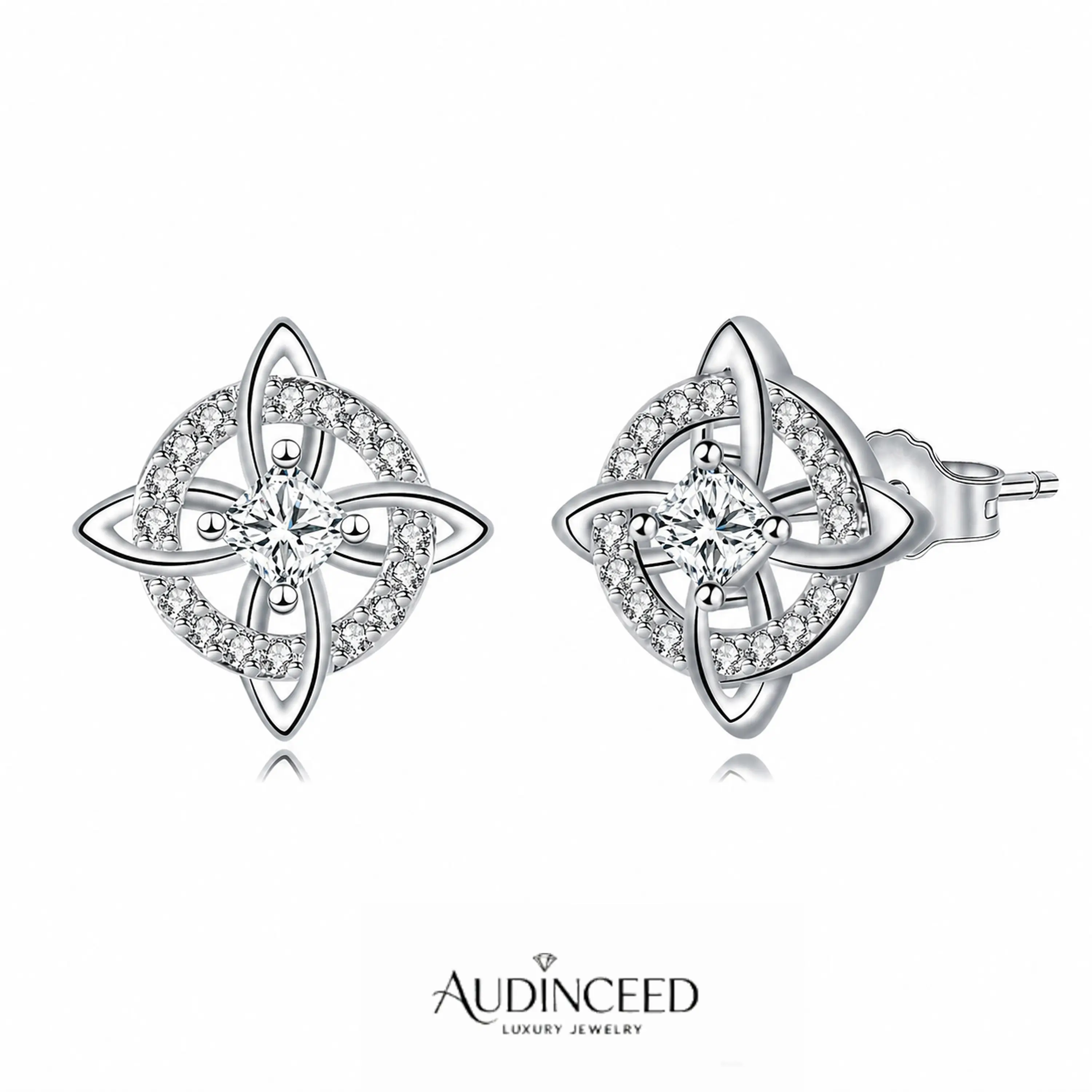 Audinceed Hecate Witches Knot Birthstone Earrings with Artificial Gemstone Cubic Zirconia, Celtic Knot Goddess Witchy Earrings Copper Fashion Jewelry, Wiccan Pagan Protection Amulet Amuleto Gift for Women
