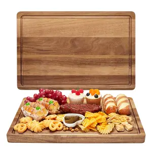 18" x 12" Large Acacia Cutting Boards for Kitchen, Wood XL Cut18" x 12" Large Acacia Cutting Boards for Kitchen, Wood XL Cutting Board with Juicting Board with Juice Groove, Butcher Block Wooden Chopping Board for Kitchen, Meat, Cheese, Fruit & Vegetables