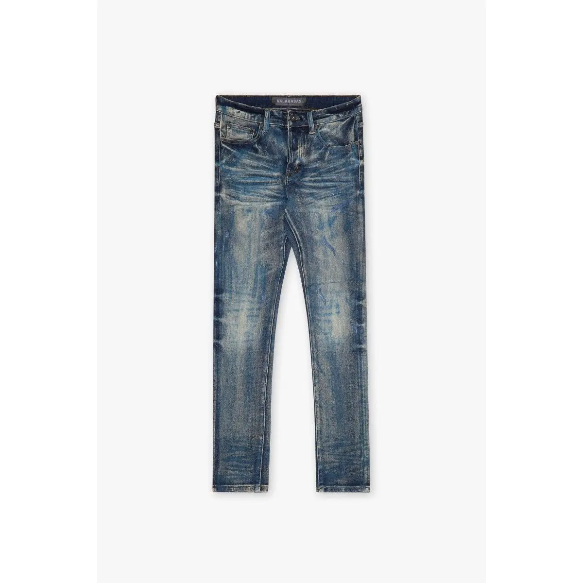 Women's "MR. FLEX" Classic Streetwear Comfortable Denim Skinny Pants, Dark Vintage Blue, Cotton-Spandex Blend, With Pockets, Women's Bottoms, Basic, Subtle Fading, Cotton Denim Jeans, Skinny Fit, Sun Faded Jeans