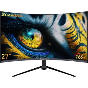 27 Inch Curved Monitor 2K 165Hz 1500R, QHD 2560 x 1440p Gaming Computer Monitor, 16:9 HDMI Display, 1ms, FreeSync, 99% sRGB, Eye Care HDR PC Screen Built-in Speakers, VESA, Tilt Adjustable