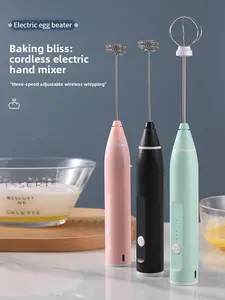 Handheld Milk Frother for Coffee, Rechargeable Electric Whisk with 3 Heads 3 Speeds Drink Mixer Foam Maker For Latte, Cappuccino, Hot Chocolate, Egg, Christmas Gifts，Black Friday Online Event