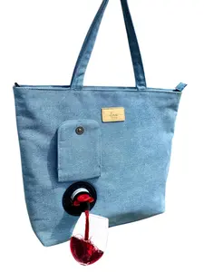 Eterno Vino - Water Resistant Light Jean Wine Purse With Hidden Spout