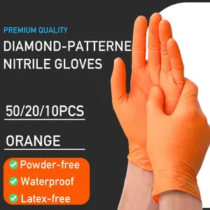 50/20/10 pcs, orange diamond texture disposable gloves, waterproof, non-slip, Durable Cleaning Gloves, suitable for household cleaning, tattooing, painting, pet bathing and hair removal, car washing, dishwashing, cleaning products, non-medical gloves