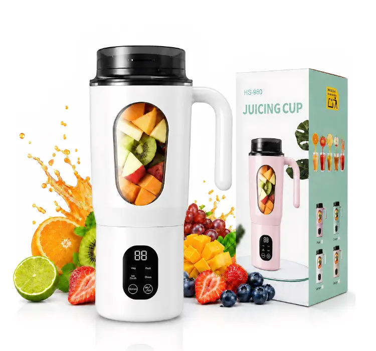 STARBIAO Portable Blender 19.6 oz Personal Juicer Cup, USB-C Rechargeable Mini Blender for Shakes & Smoothies, 12-Blade Stainless Steel, 4 Modes, Digital Display, Self-Cleaning, White