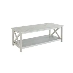 212 MAIN Jamestown Antique Whitewash Coffee Table - Antique Finish, Plank Detail, X Base, Farmhouse Home Decor Outdoor Furniture Table