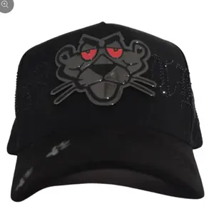 Hat Pink Panther Capsfans Crystals Black