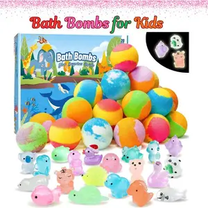 20 Pack Bath Bombs for Kids with Glow-in-the-Dark Toys Inside, Handmade Fizzy Bath Balls, Fun Christmas Gift or 2025 Advent Calendar for Boys & Girls