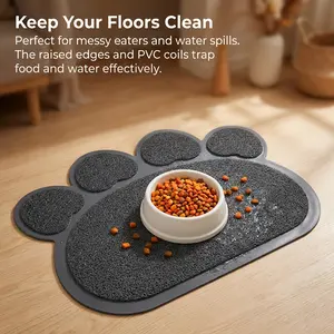 Bathroom decoration ,Cute Paw Print Door Mat - Non-Slip PVC Coil Entrance Mat - 15" x 22.8" Decorative Welcome Mat for Indoors & Outdoors - Easy to Clean Dirt Trapper Rug for Front Door, Mudroom & Entryway - Grey/Dark Grey