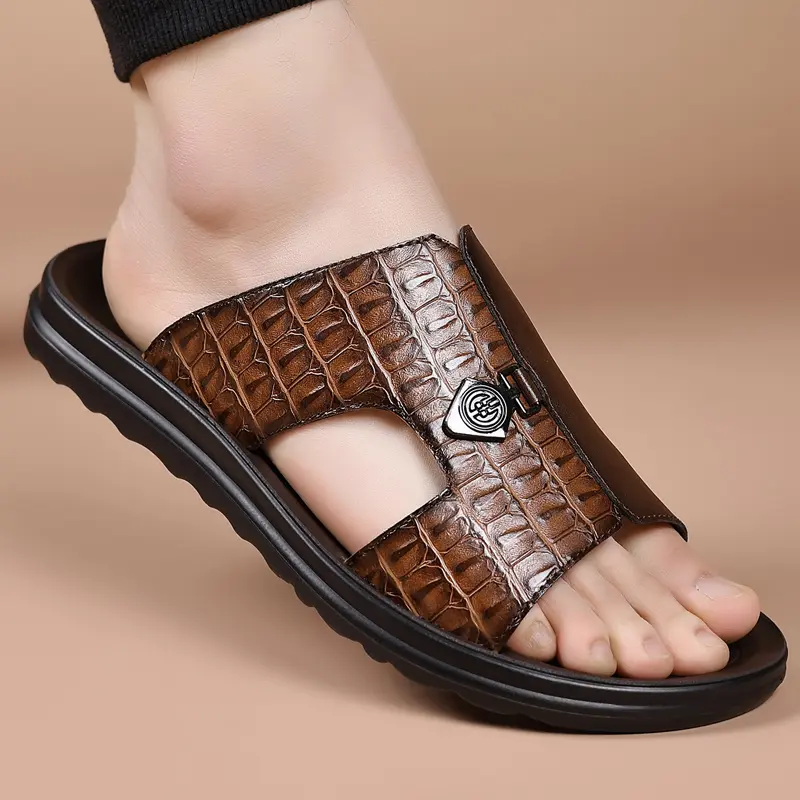 Summer Secret men’s slippers—lightweight and comfortable; featuring arch support and a non-slip sole, suitable for wide or narrow feet; stylish slippers ideal for the beach and indoor use., Slide, Footwear