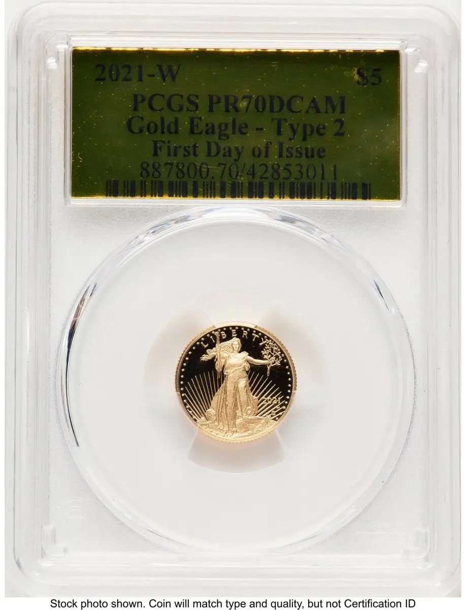 Modern Bullion Coins (2021-W Type 2 Proof Gold Eagle 1/10 oz FDI Gold Foil)