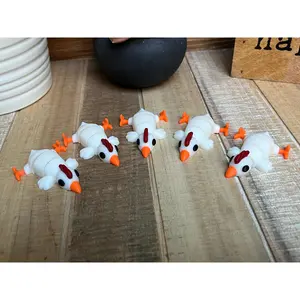 Miniature Flexi Chicken - 5 Pack - 2.25 Inches - Desktop or Fidget Toy - 3D Printed - Mix and Match!