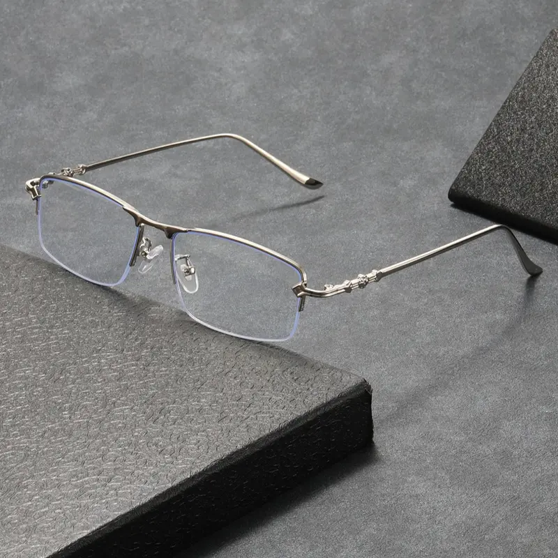 Silver Color Anti-Blue Light Glasses, Trendy Rectangle Frame, Unisex Fashion Eyewear for Computer, Gaming, TV, Smartphone Use, High Quality Eyeglasses, Stylish Glasses, Rectangle Frames Eyeglasses, Blue Lights Glasses, Rectangular Frame Glasses