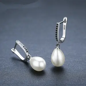Accessories Circle Full Rhinestone Zircon Earrings for Women Black Copper Ellipse Natural Style Earrings