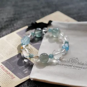 Inspiroo Concept Natural Ocean Gemstone Collection Song of Sea Handcrafted Elegance Handmade Natural Quartz Bracelet with Multiple Color Quartz Beads for Nature Lovers