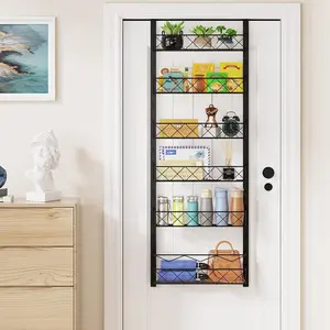 GARVEE 6-Tier Over Door Pantry Organizer mit 92 Spice Jars, Verstellbar, Aus Kohlenstoffstahl, Ideal für Küche und Bad