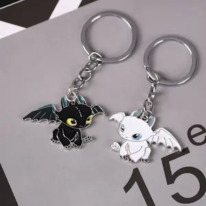Japanese Style Dragon Taming Master Cute Toothless Keychain Set Couple Cartoon Anime Valentine's Day & Halloween Gift for Girls