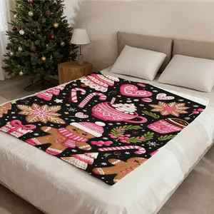 One Gingerbread Man, A Christmas Tree, And A Candy Cane Throw Blanket In Various Colors For Your Couch, Bed, Or Sofa - Perfect For Year-Round Home Decoration. This Throw Blanket Features A Playful Animal Design And A Soft Texture