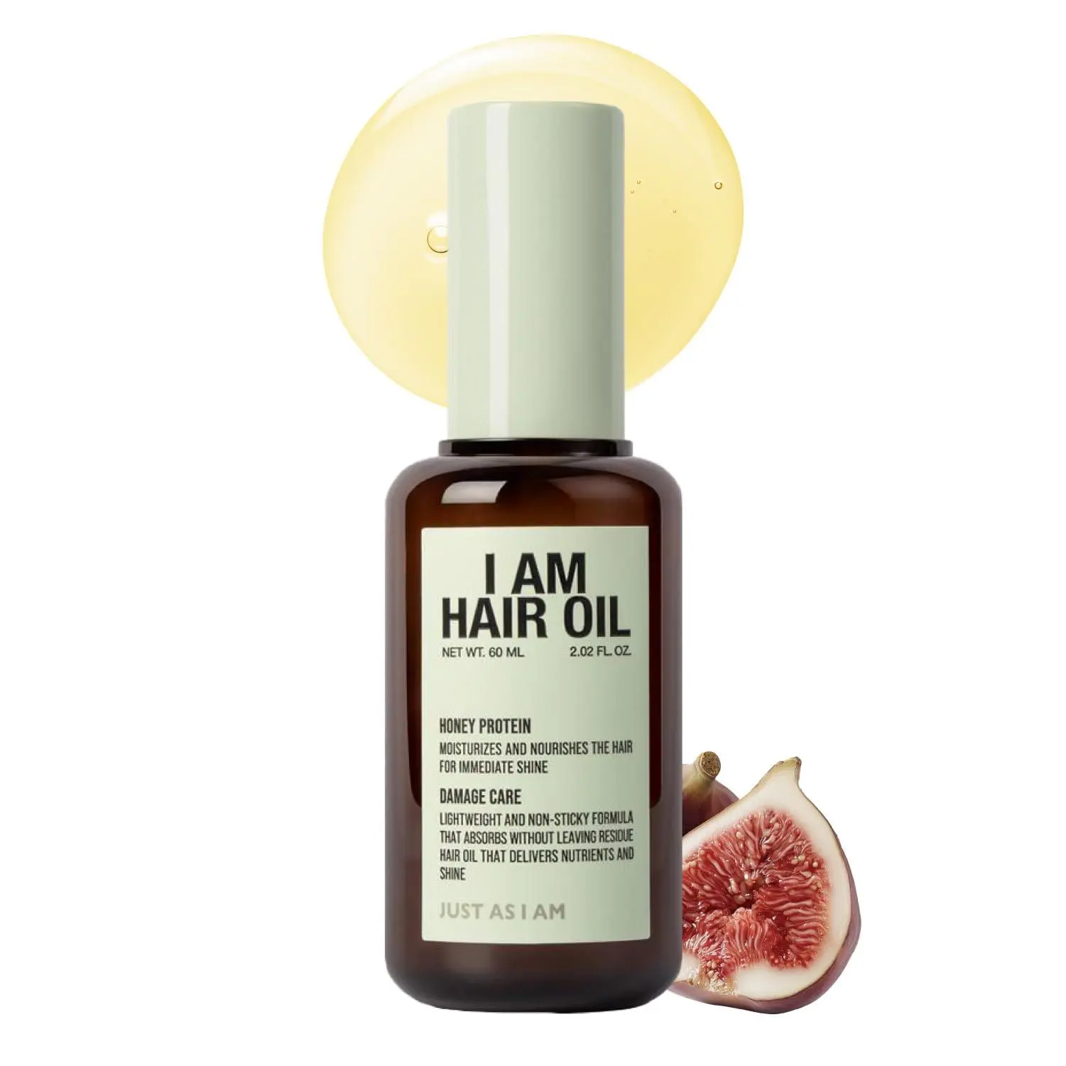 JUST AS I AM Hair Oil – Honey Extract & Argan Oil for a Lightweight 24-Hour Shine (2.02 oz)