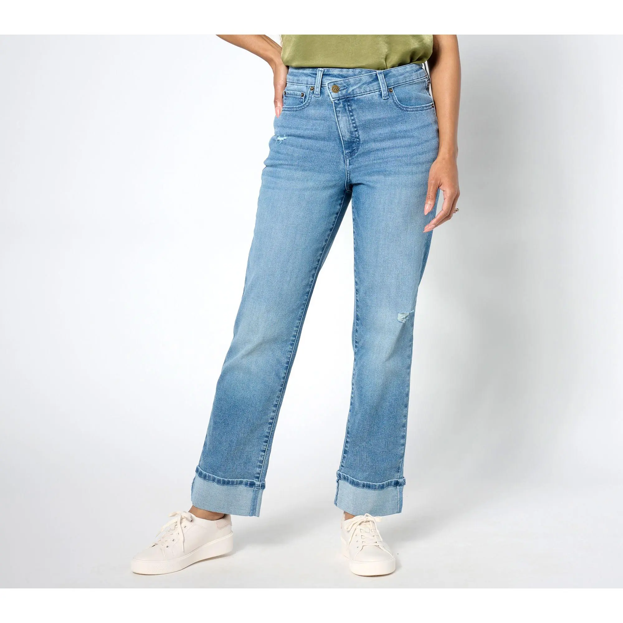 QVC Women's Petite Straight Leg Jeans