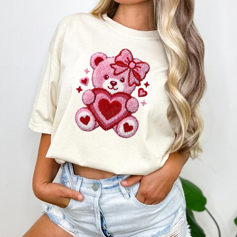 Faux Yarn Valentine Mini DTF Transfer Gang Sheet 24.5" wide x 36" long Direct To Film