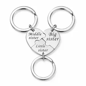 3Pcs Sister Keychain Set, Matching Heart Puzzle Keychains for 3 Sisters, Big Middle Little Sister Gifts, Birthday Christmas Mother's Day Gift for Sisters Best Friends, Sister in Law Wedding Present for Women Girls