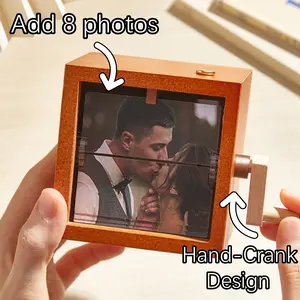 Custom Photo Hand-Crank Animation Machine Frame Animation Machine Mechanical Hand-crank Flipbook Box Photo Album Black Walnut Valentine's Day Gifts Anniversary Gifts