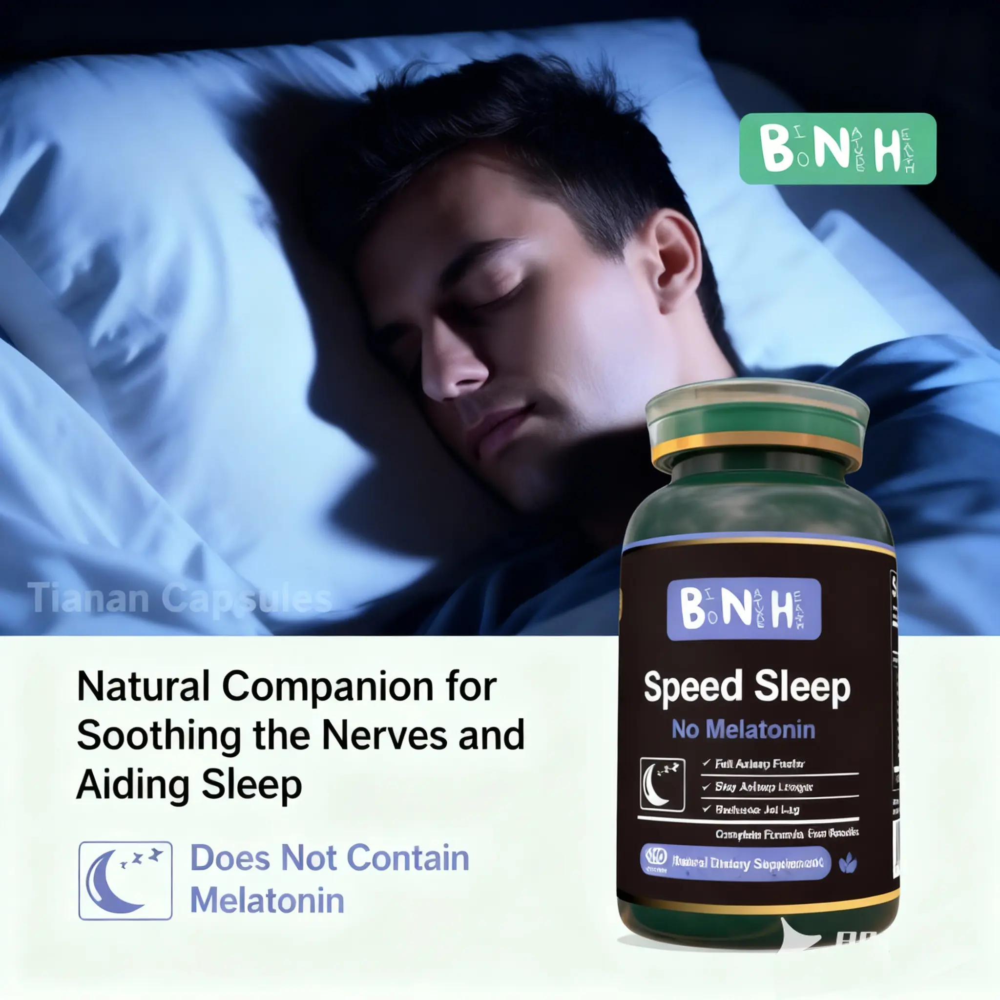 BNH Speed Sleep “Christmas Gift” Natural Supplement, Melatonin-Free, Improves Sleep. 180 Capsules. Made in the USA.