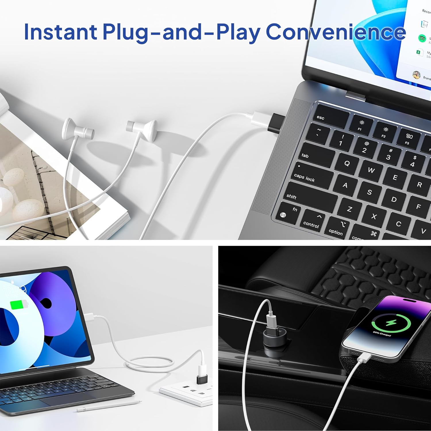 USB to USB C Adapter for iPhone 17 4Pack,USBC Female to A Male Car Charger Adapter,Type C Converter Apple 17e 16 Pro Max 15 14 Plus,iWatch Watch 11 10 Ultra 3,iPad Air,Samsung Galaxy S26,Black