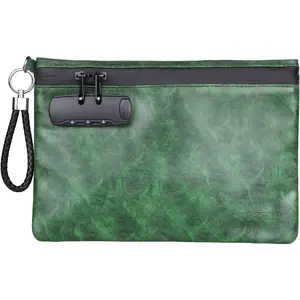 Bag with Combination Lock Certificates Organizer PU Leather Lock Bag Travel Storage Case