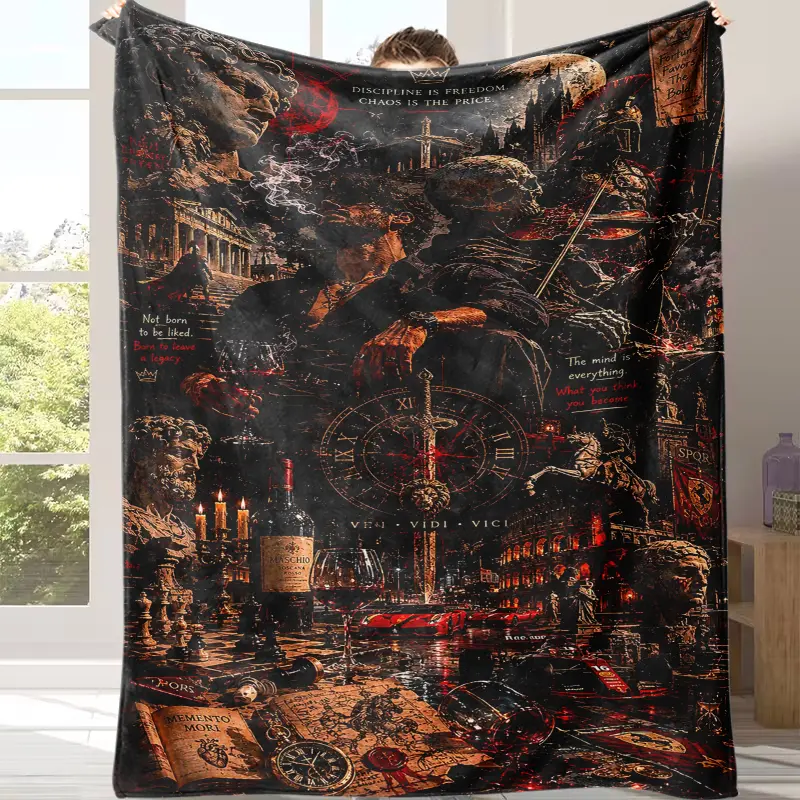 Vintage Dark Collage Throw Blanket Cozy Flannel Blanket Moody Renaissance Roman Inspirational Quote Art Warm Home Decor Blanket For Sofa Bedroom Perfect Gift For Man Cave And Dorm Decor Enthusiasts