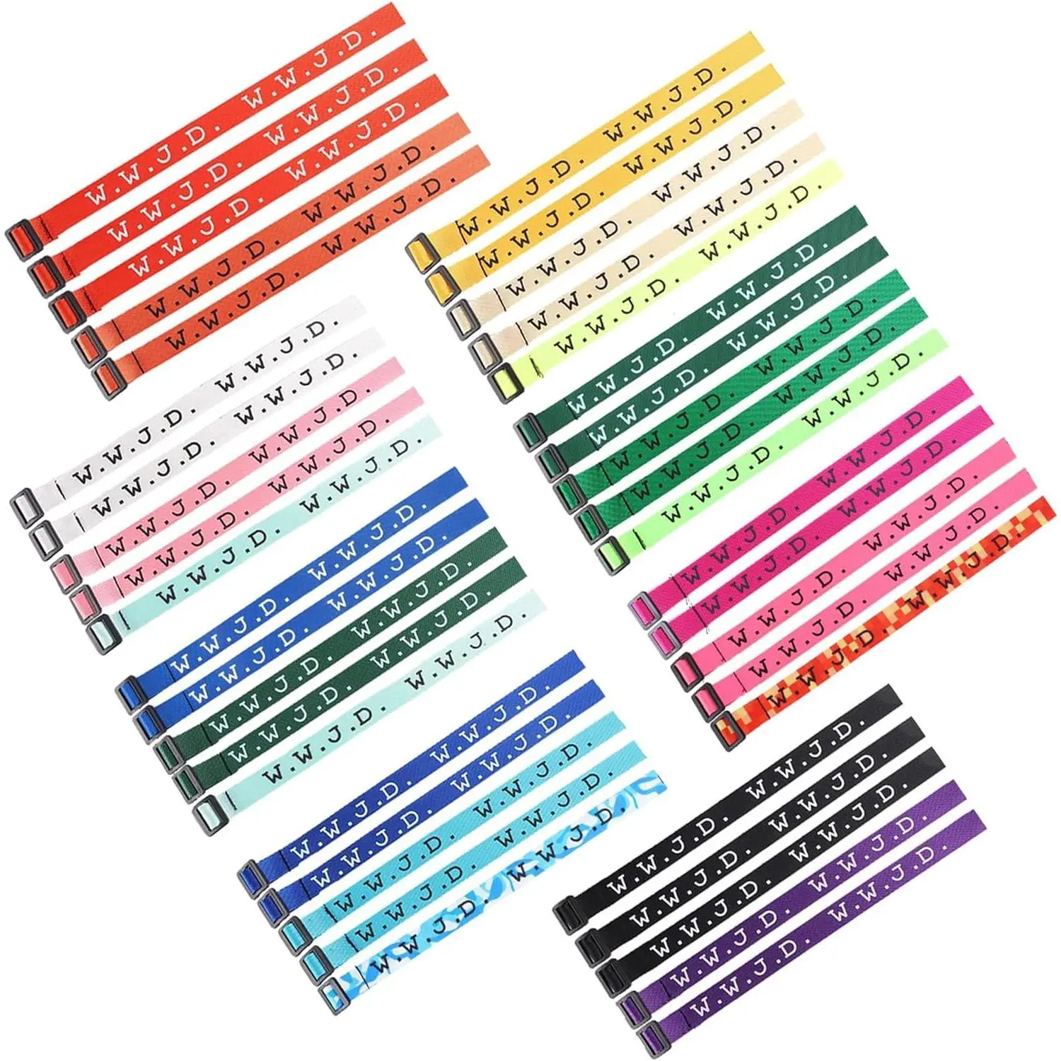 MILAKA 40-Pack WWJD Webbing Religious Bracelets, Unisex Woven Polyester Adjustable Faith Accessories for Church Events, Gifts, Wwjd Webbing Bracelets, Faith-Based Message Bracelets & Bangles