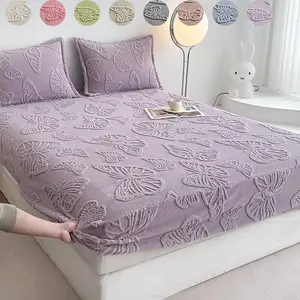 Butterfly Bed Sheet Set, Decorative Bedsheet Sets, Soft Comfortable Washable, Queen King Size, Deep Pocket, Includes 1 Fitted Sheet and 2 Pillowcases