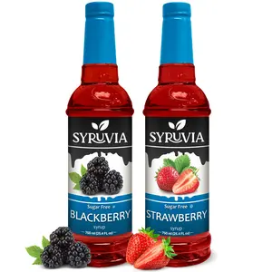 Syruvia Sugar Free Fruit Syrup Variety Pack – Blackberry & Strawberry Syrups – 25.4 fl oz – for Cocktails, Mocktails & Lemonades (2-Pack)