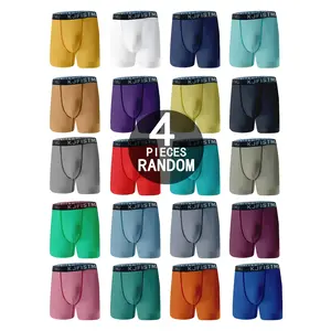 Set Of 4 KJFISTMU Men's Solid Color Simple Sport Basic Boxer Briefs, Quick Dry, Breathable Polyester & Super Stretch, High Stretch Knit Fabric, Elastic Waistband, Everyday Comfortable Underwear for Running & Fitness