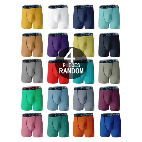 KJFISTMU Men's Solid Color Basic Boxer Briefs (Set of 4) - Breathable Comfy Underwear, Soft Comfy Underwear, Quick Dry Polyester Knit for Easy Wear, Super Stretch, Elastic Waistband, Gym Workout Apparel for Running