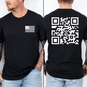 Patriotic QR Code T-Shirt, Modern Flag Design, Perfect for Trendsetters and Bold Fashion Fans