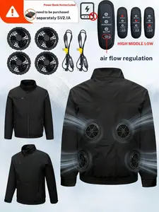 Summer 4 Fan Long Sleeve Air Conditioning Workwear Jacket, 4 Fans 2 Speed Lines, Unisex, Outdoor Fishing Camping Indoor Use