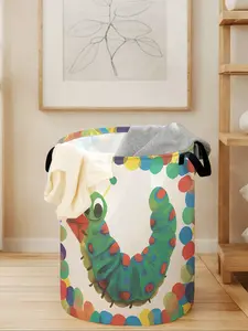 Caterpillar Print Laundry Basket with Handle, Durable Folding Storage Bin, Large Capacity for Laundry and Toy Organization