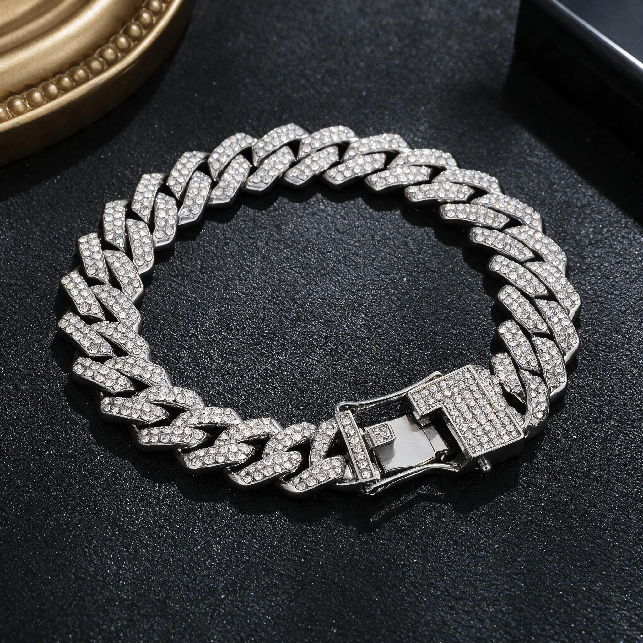 Iced Out Stainless Steel CZ Silver Cuban Chain Necklace - Men's Hip Hop Streetwear, Club Accessory & Gift