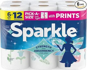 -A-Size Paper Towels, Spirited Print Design, 6 Double Rolls (660 Sheets Total) - Strong 2-Ply Towels for Kitchen Cleanup and Everyday Messes