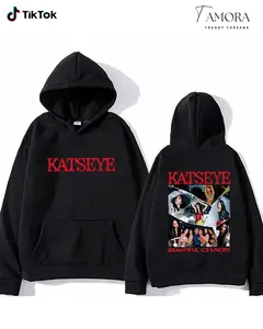 KATSEY.E Beautiful Chaos Printed Hooded Sweatshirt, Sporty Casual Unisex, Autumn/Winter Street Style Pullover, Retro Sweater Cardigan