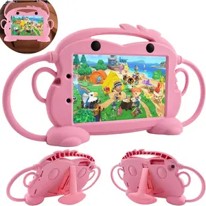 for Samsung Galaxy Tab 8.0 Case 2019 SM-T290/T295, Kids Friendly Shock Proof Silicone Handle Stand Protective Cover for Galaxy Tab 8.0 inch 2019 Without S Pen (Pink)